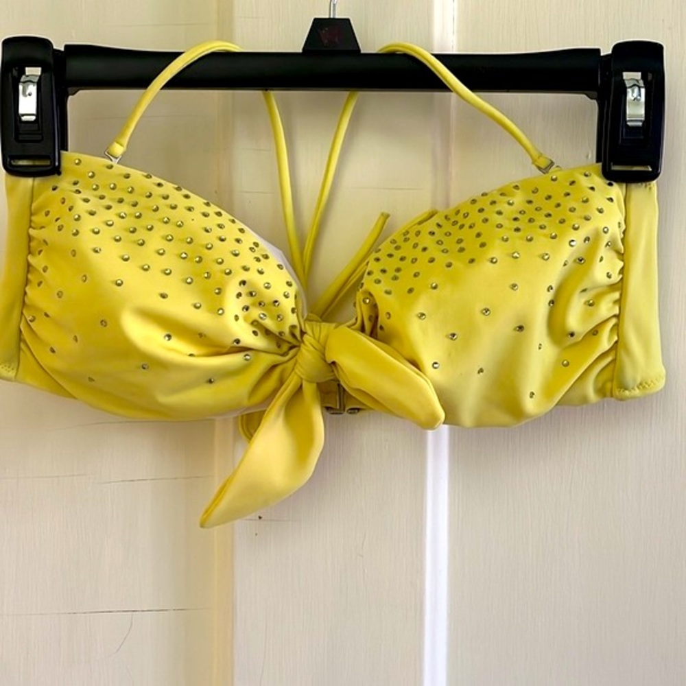 Victoria’s Secret yellow bikini swim top with rhinestones size medium